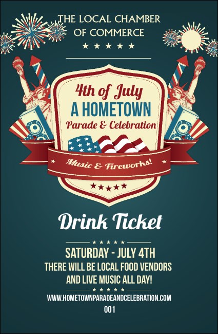 Fourth of July Freedom Blue Drink Ticket