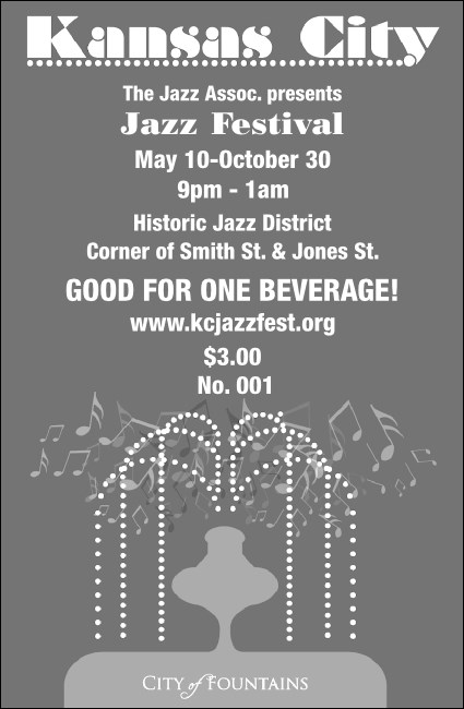 Kansas City Drink Ticket (Black & white) Product Front