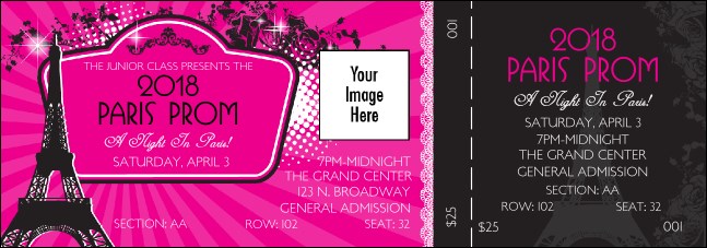 Paris Pink and Black Reserved Event Ticket