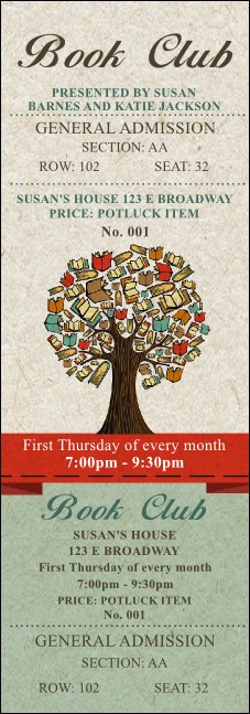 Books Reserved Event Ticket Product Front