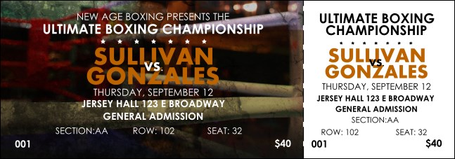 Boxing Event Reserved Event Ticket Product Front