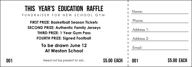 All Purpose Raffle Ticket 0007 Product Front