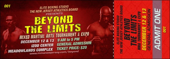 MMA Main Event Red Event Ticket Product Front