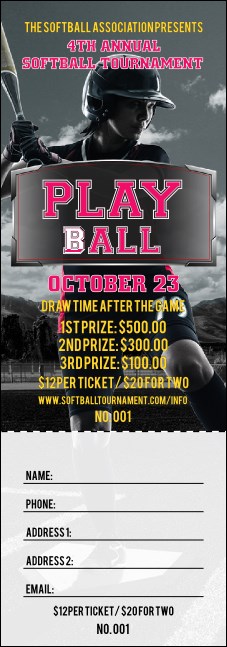 Softball Challenge Raffle Ticket Product Front