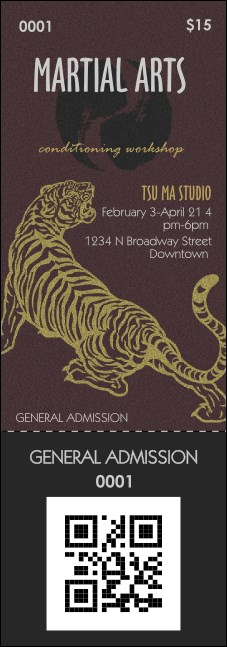 Martial Art QR Event Ticket Product Front