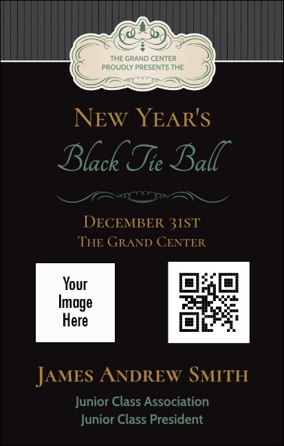 Classic Black Pinstripe VIP Event Badge Medium