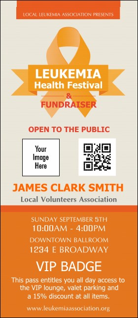 Leukemia VIP Event Badge Large