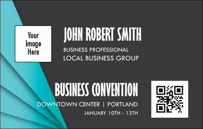 All Purpose Blue Geometric Triangles VIP Event Badge Medium Product Front