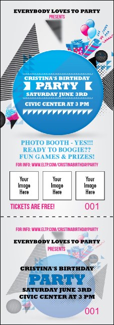 Birthday Party Geometric Event Ticket Product Front