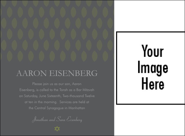 Bar Mitzvah Portrait Green Invitation Product Front