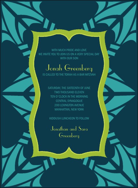 Bar Mitzvah Teal & Green Invitation