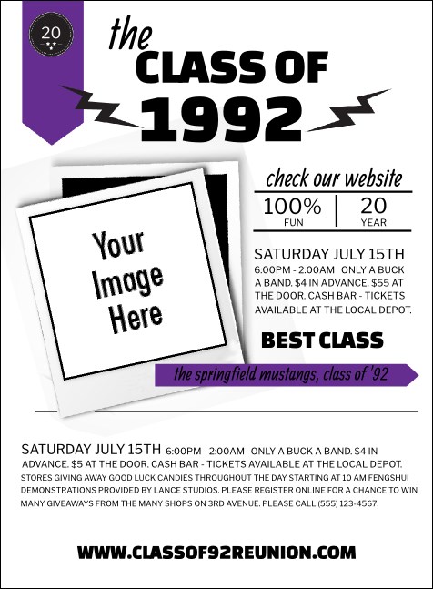 Class Reunion Mascot Purple Invitation Product Front