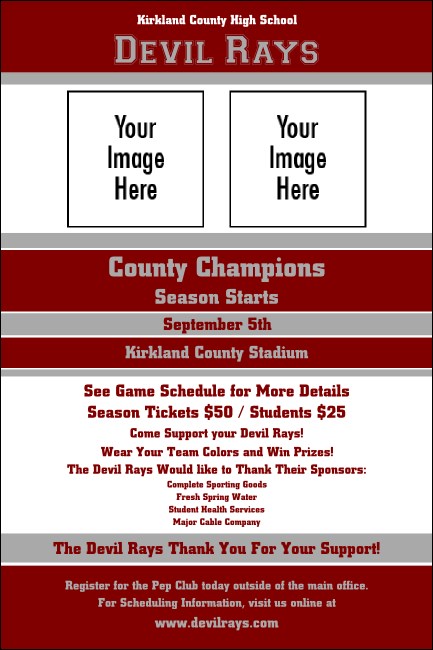 Sports Poster 002 in Maroon and Silver Product Front