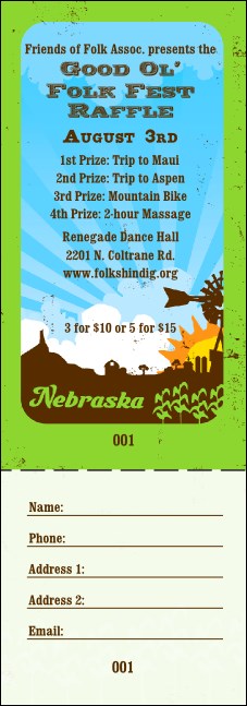 Nebraska Raffle Ticket Product Front