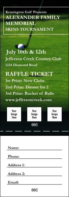 Golf Photo Raffle Ticket Product Front