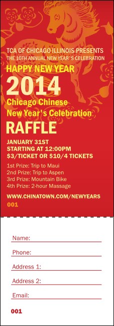 Chinese New Year Horse Raffle Ticket Product Front
