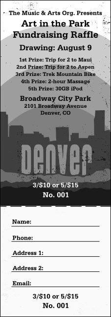 Denver Black and White Raffle Ticket