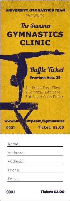 Gymnastics Raffle Ticket Product Front