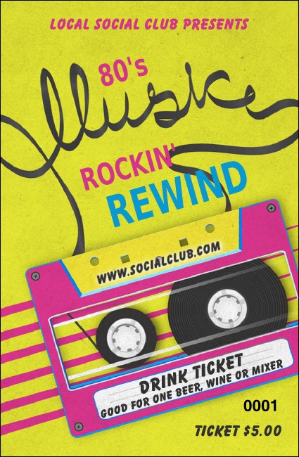 80s Music Drink Ticket Product Front