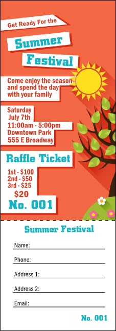 Summer Cut Paper Raffle Ticket Product Front