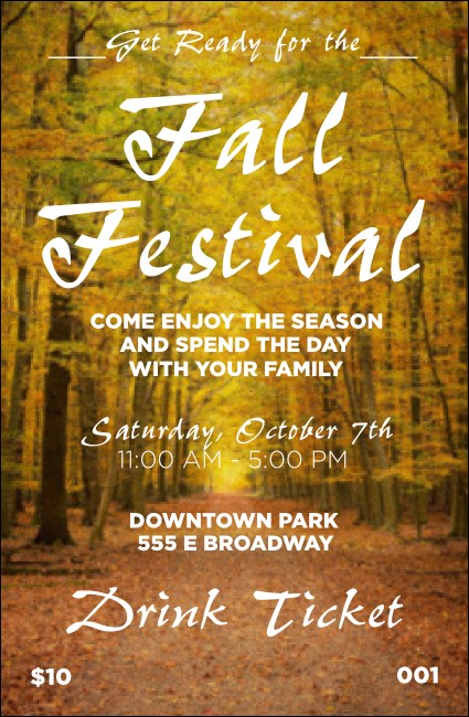 Fall Drink Ticket Product Front