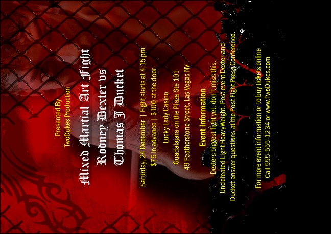 Mixed Martial Arts Club Flyer (Red) Product Front